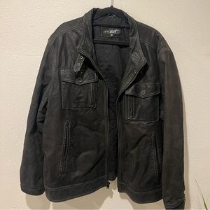 Black rivet XXL genuine leather men’s jacket